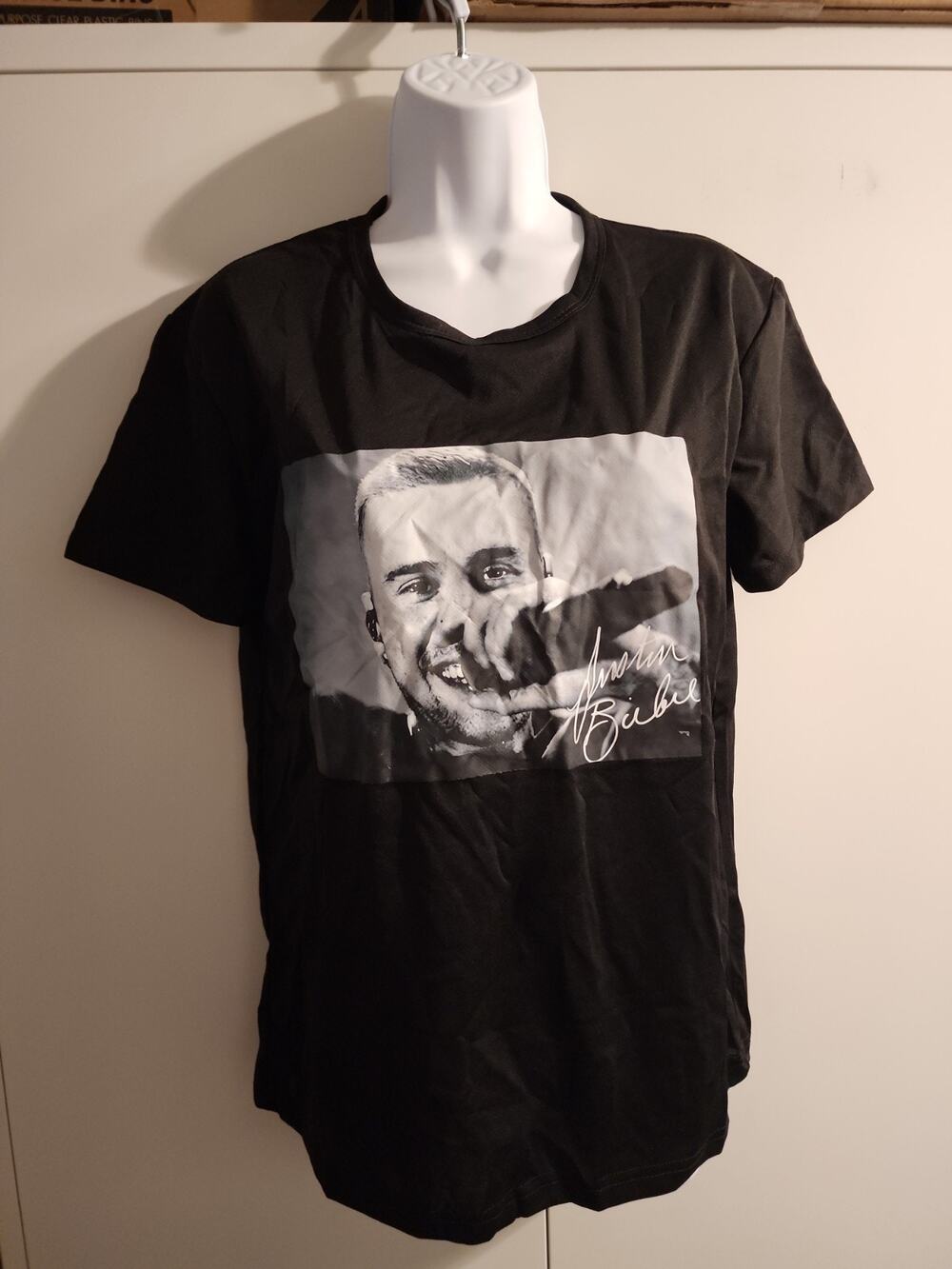 Justin Bieber Womens Black Graphic T-Shirt Photo Print Signature Tee Extra Large